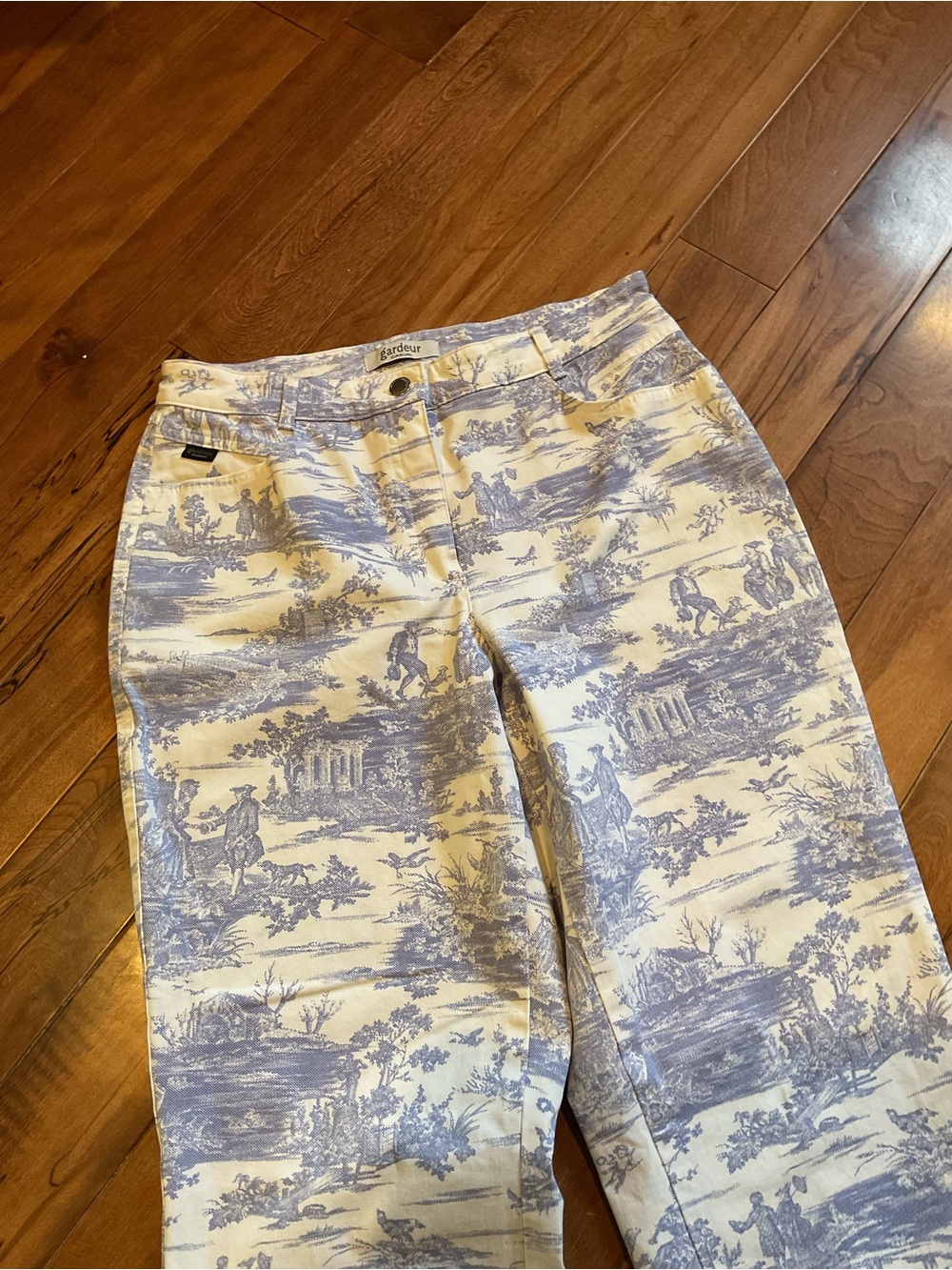 Toile Straight Pants in Blue and White by gaudeur size 31 approx. across waist - Picture 4 of 4